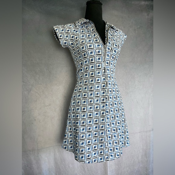 Urban outfitters blue retro quarter zip mini dress size xs - Picture 3 of 6